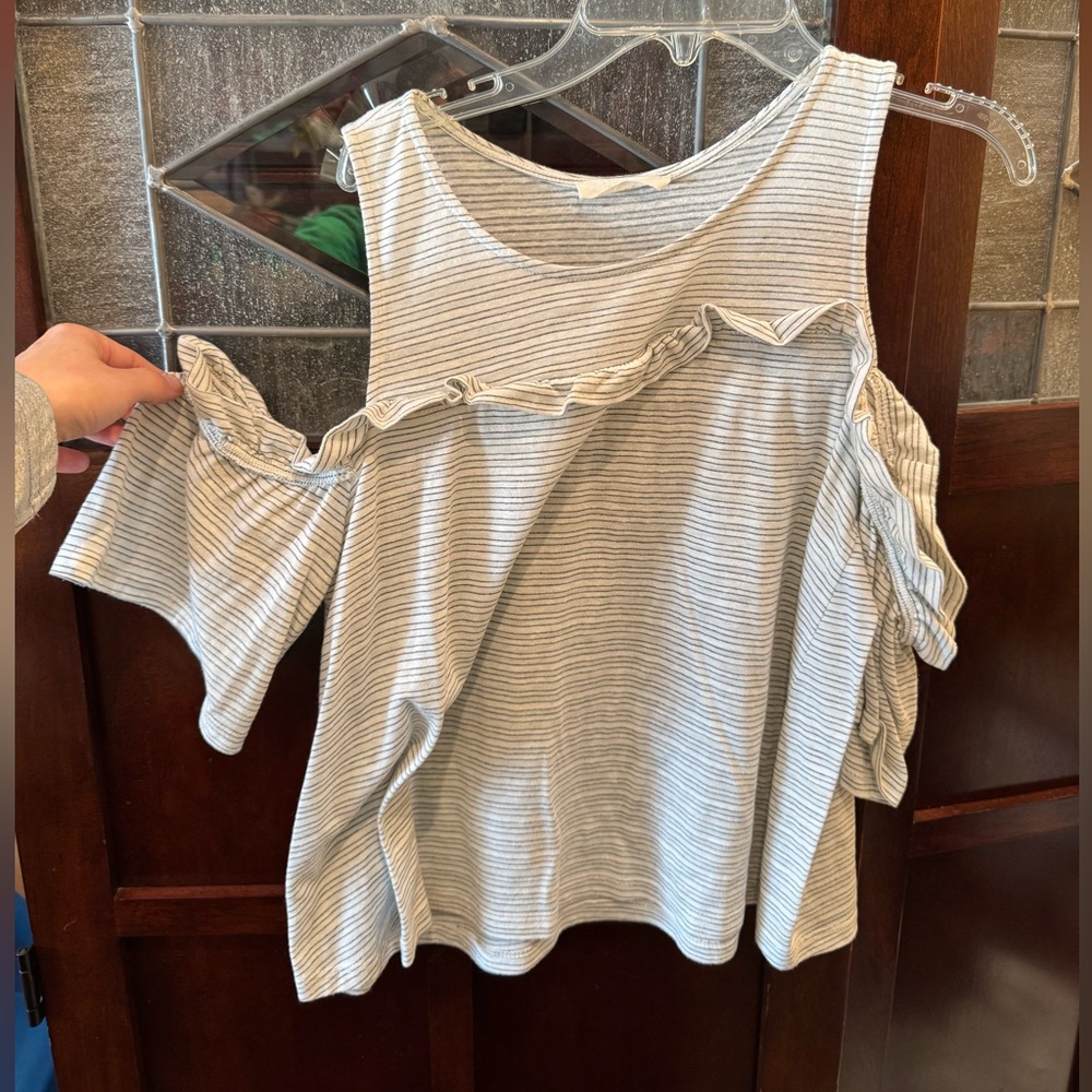 Lush Brand Striped Cold Shoulder Top